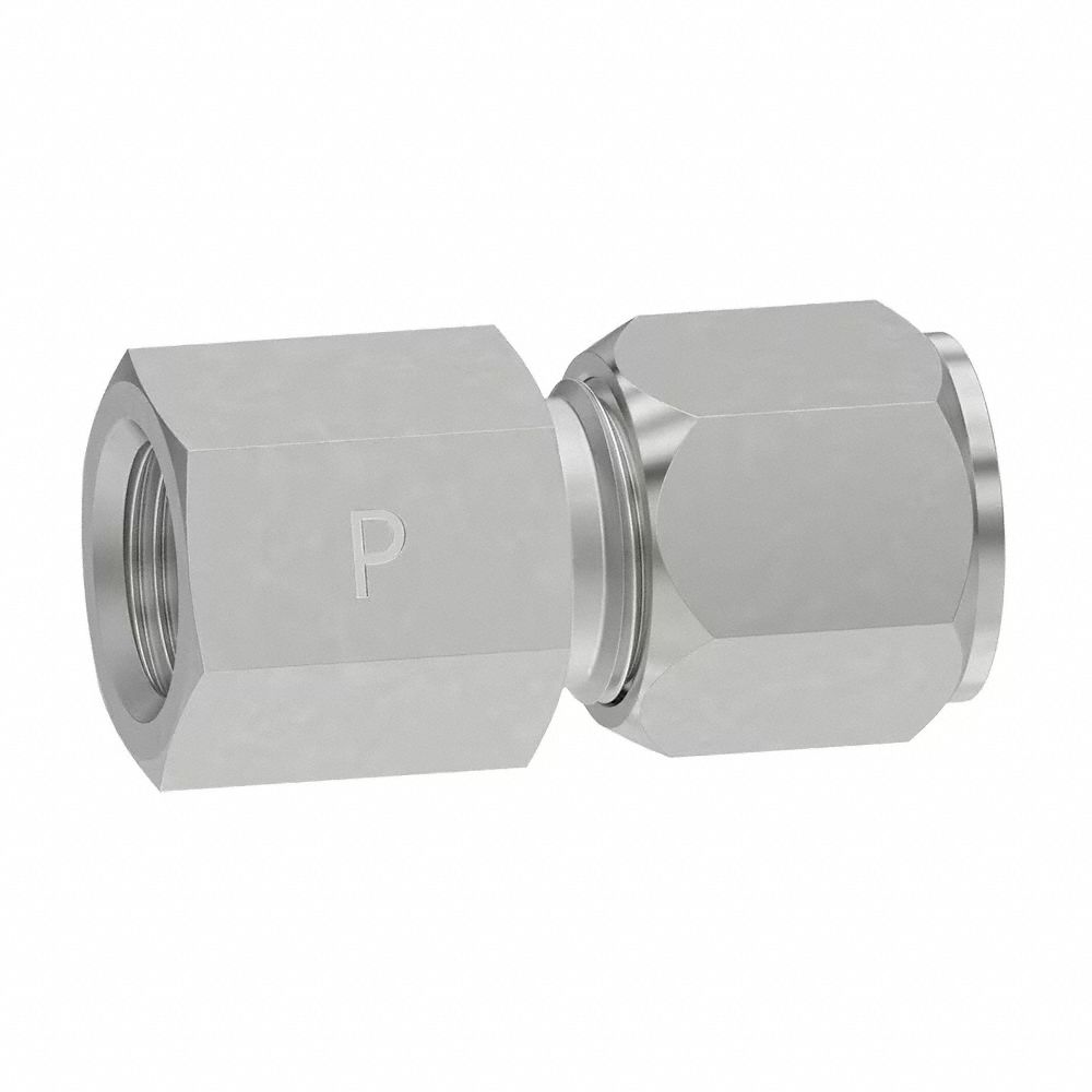 Compression Fitting Adapter: 1/4 in OD x 1/8 in Pipe Size, 1/8-27 Thread Size