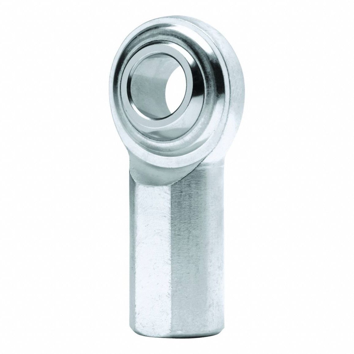 Spherical Rod End: Female Plain, 10 mm Bore Dia, Left Hand Thread, Stainless Steel, PTFE