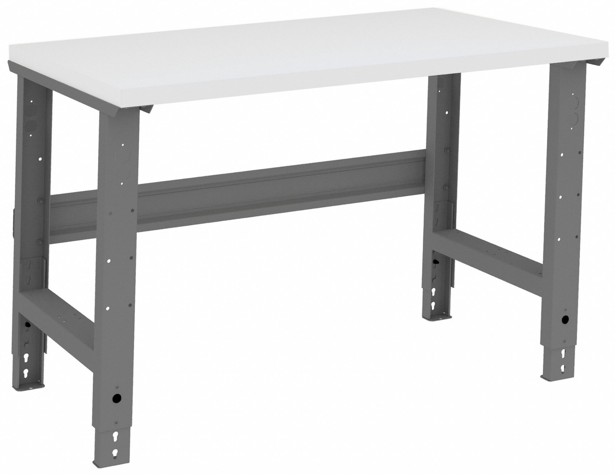 Workbench: Adj Ht, Plastic, 48 in x 30 in, 2, 400 lb Overall Load Capacity, Gray