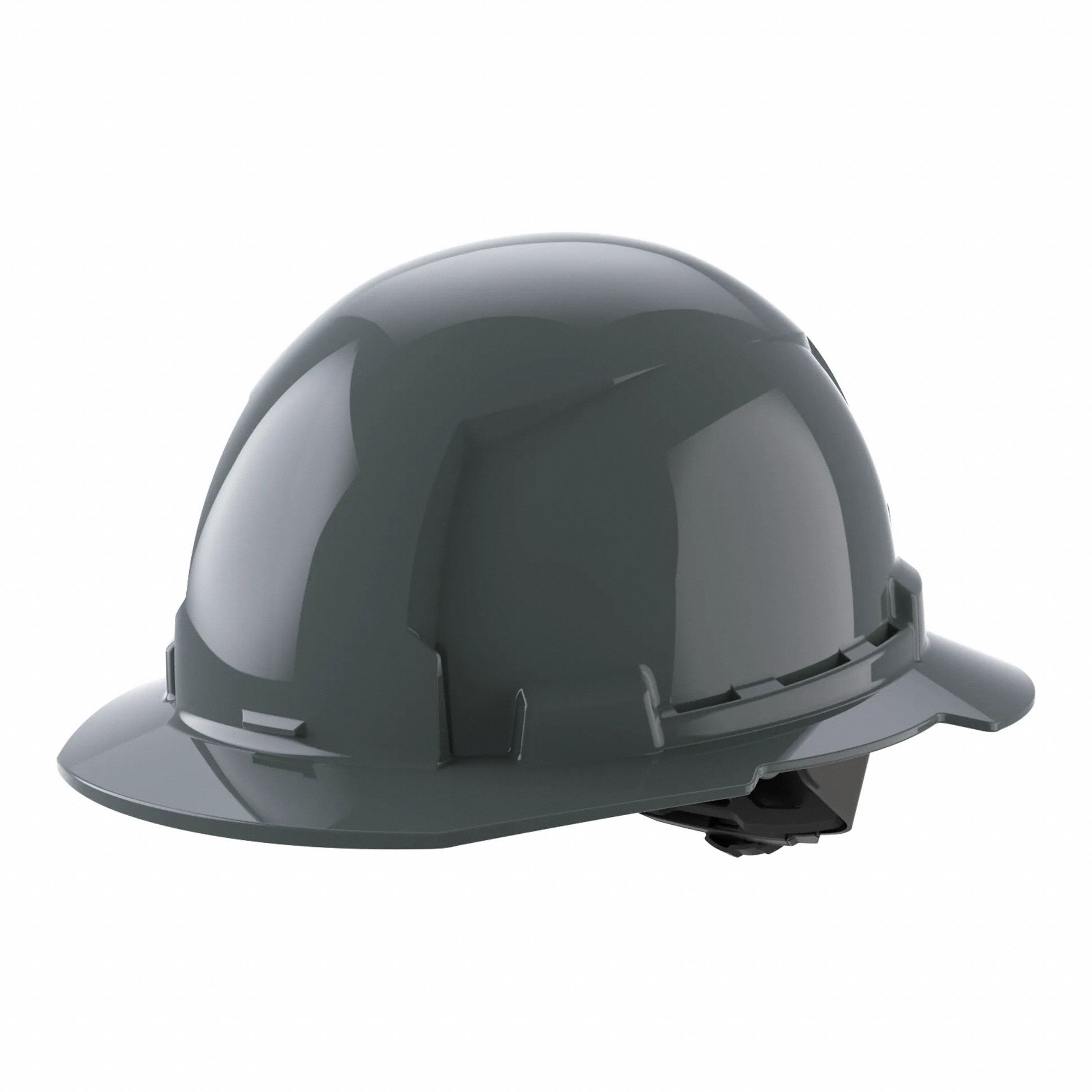 Hard Hat: Gray, Ratchet (4-Point), Ratchet, Polyethylene, Side-Slots, Milwaukee, Solid