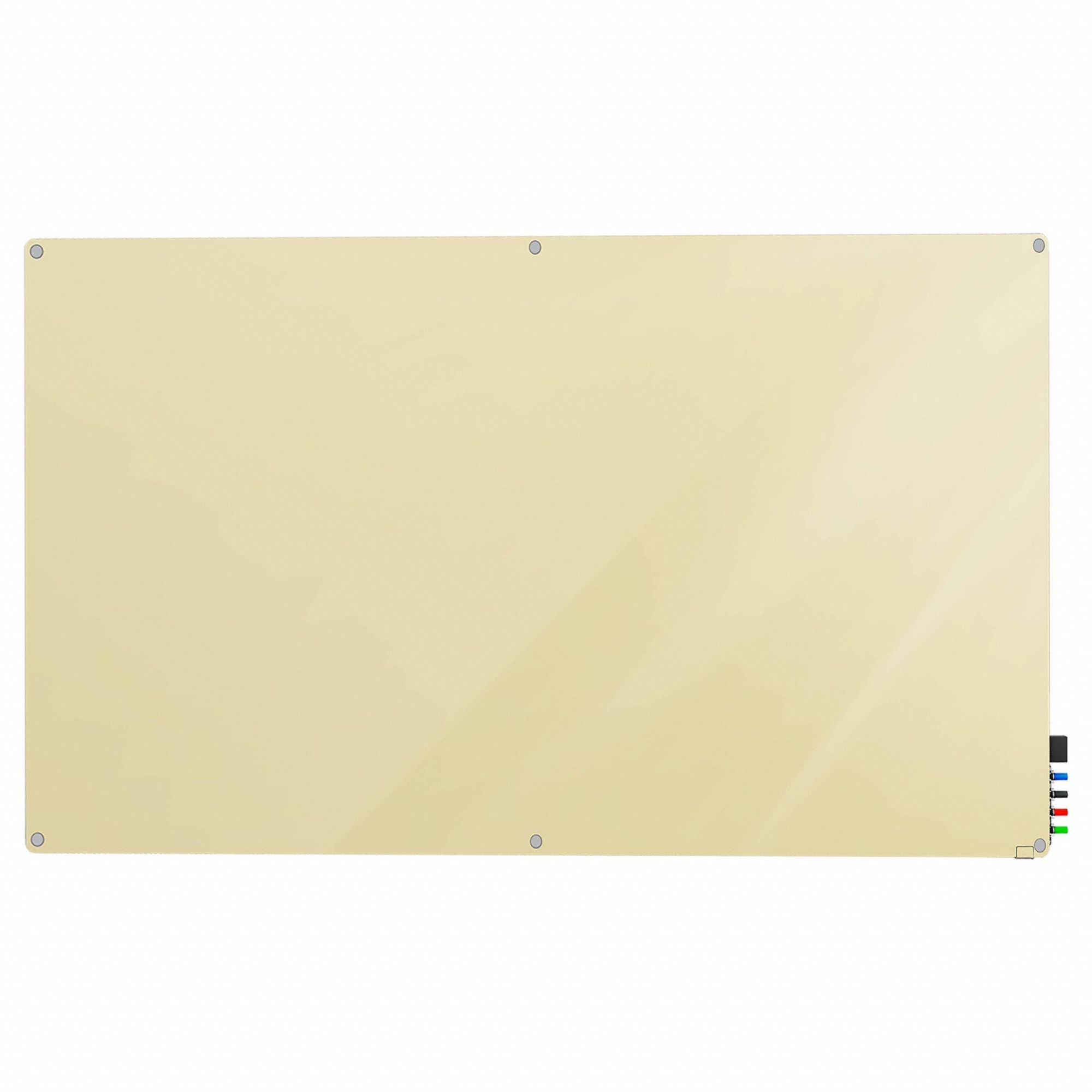 Dry Erase Board: Glass, Frameless Style, 48 in Overall Ht, 72 in Overall Wd, Beige