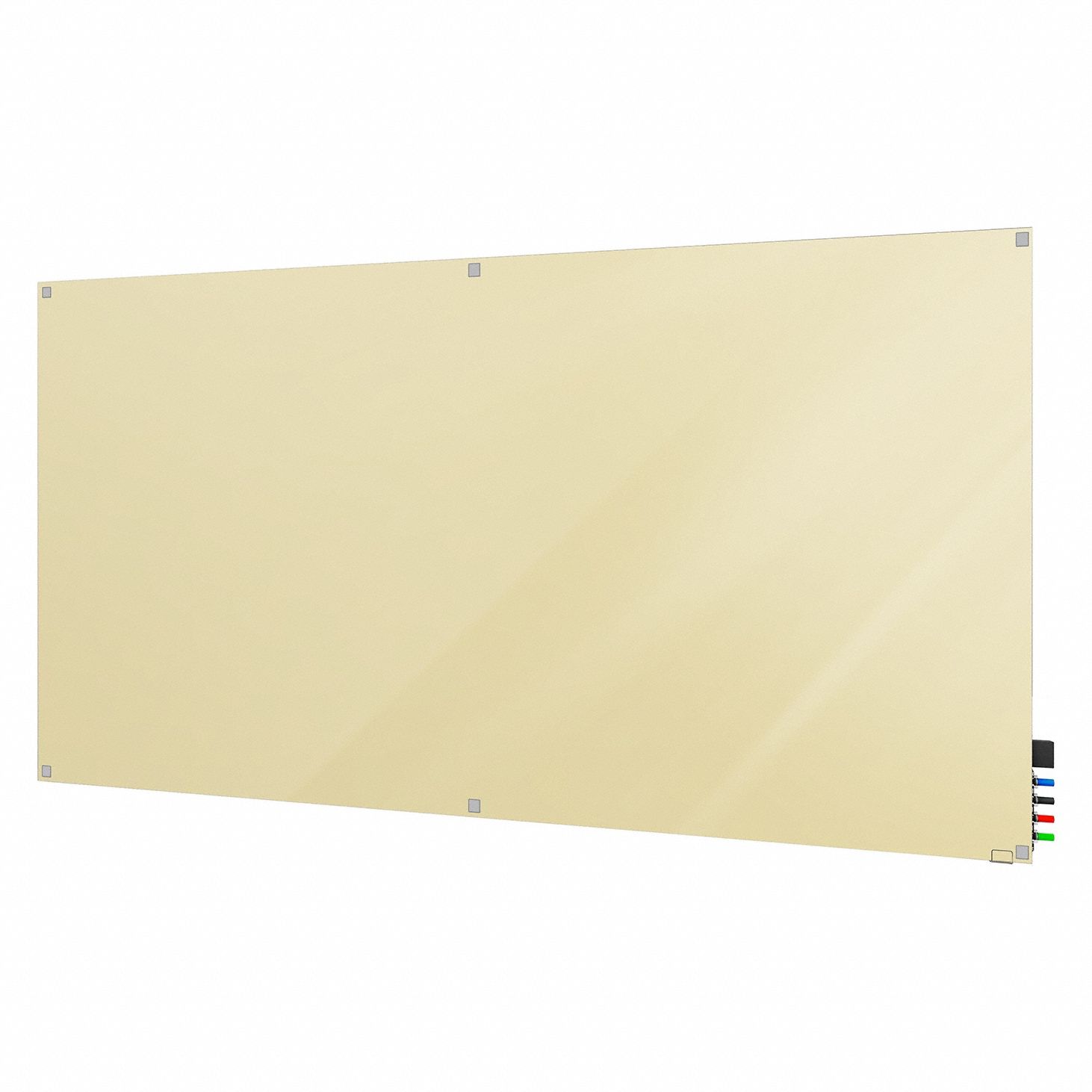 Dry Erase Board: Glass, Frameless Style, 48 in Overall Ht, 72 in Overall Wd, Beige