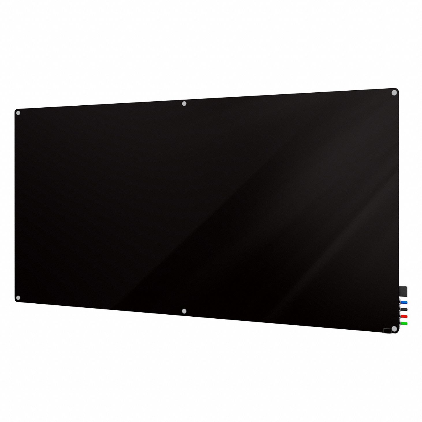 Dry Erase Board: Glass, Frameless Style, 48 in Overall Ht, 72 in Overall Wd, Black