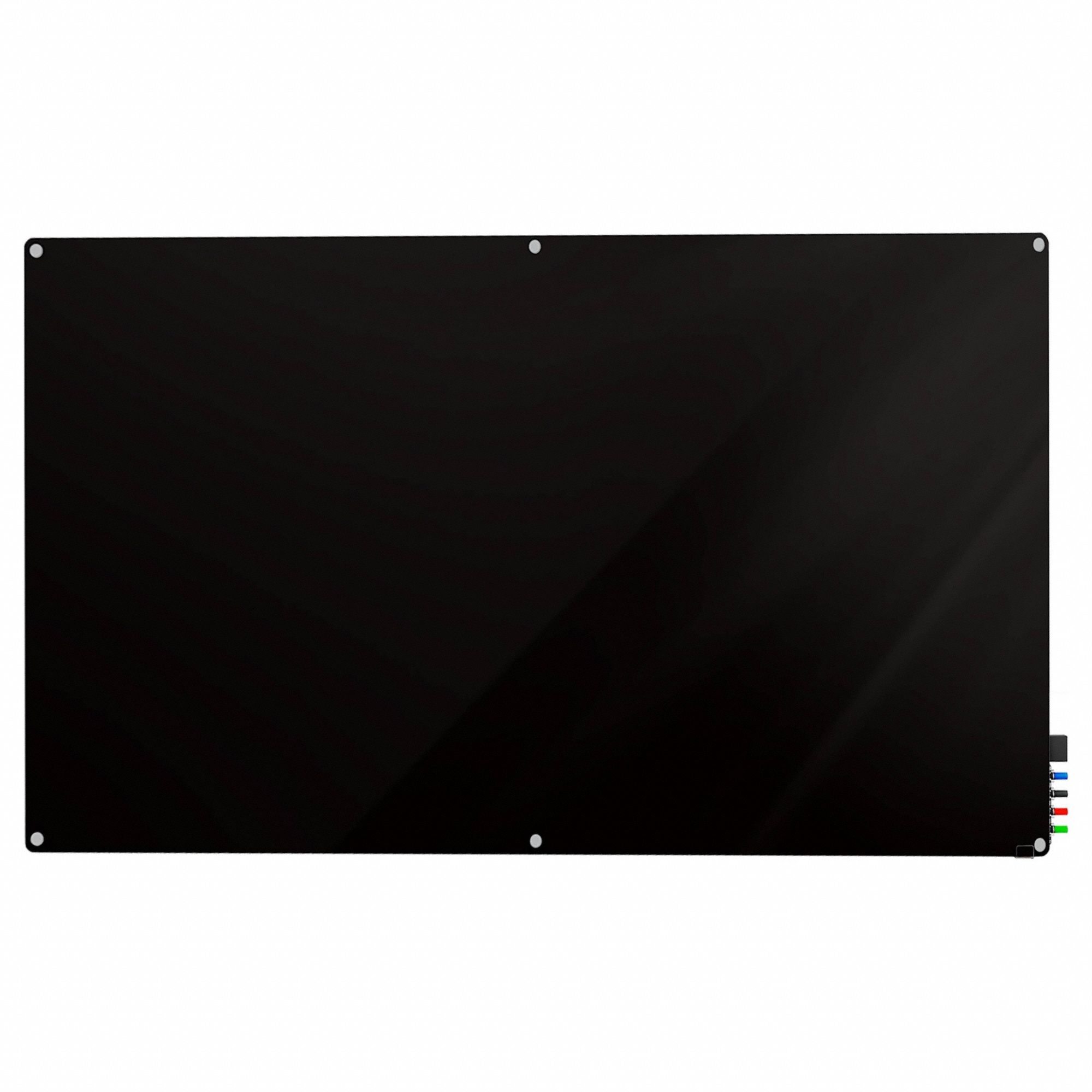 Dry Erase Board: Glass, Frameless Style, 48 in Overall Ht, 72 in Overall Wd, Black