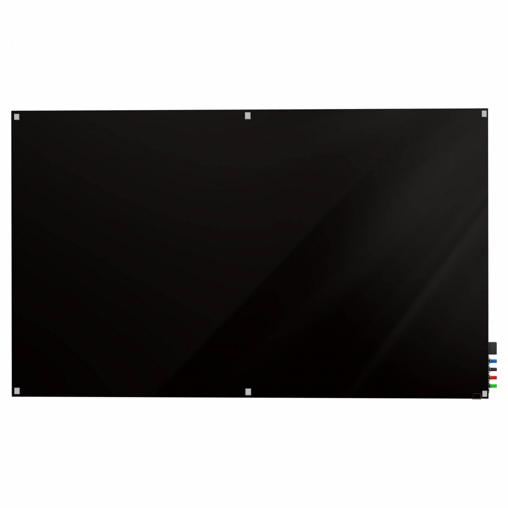 Dry Erase Board: Glass, Frameless Style, 48 in Overall Ht, 72 in Overall Wd, Black