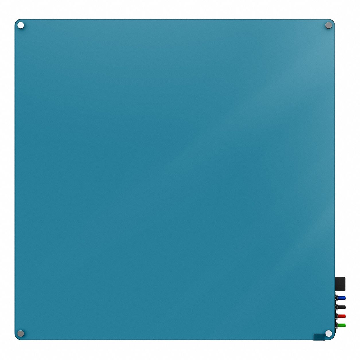 Dry Erase Board: Glass, Frameless Style, 48 in Overall Ht, 48 in Overall Wd, Blue