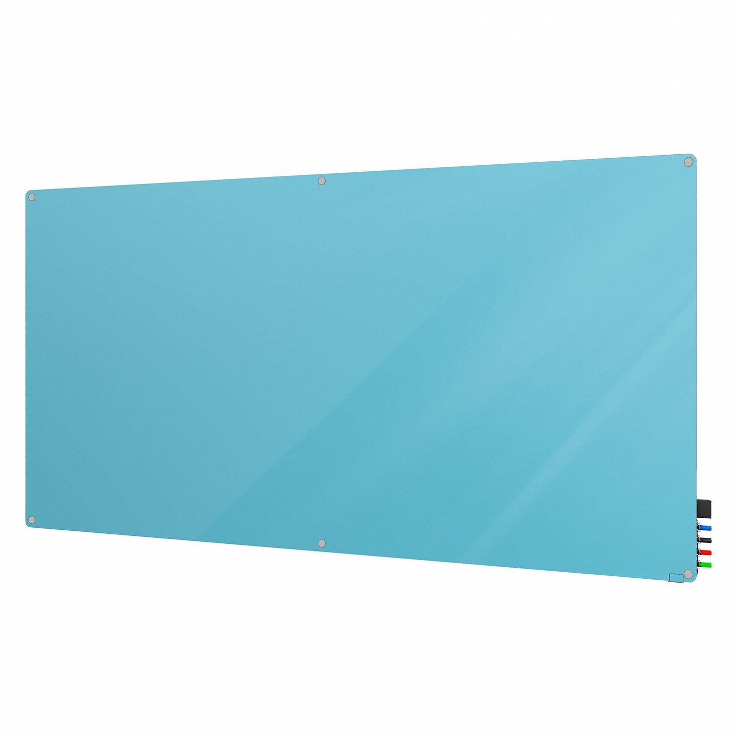 Dry Erase Board: Glass, Frameless Style, 48 in Overall Ht, 72 in Overall Wd, Blue