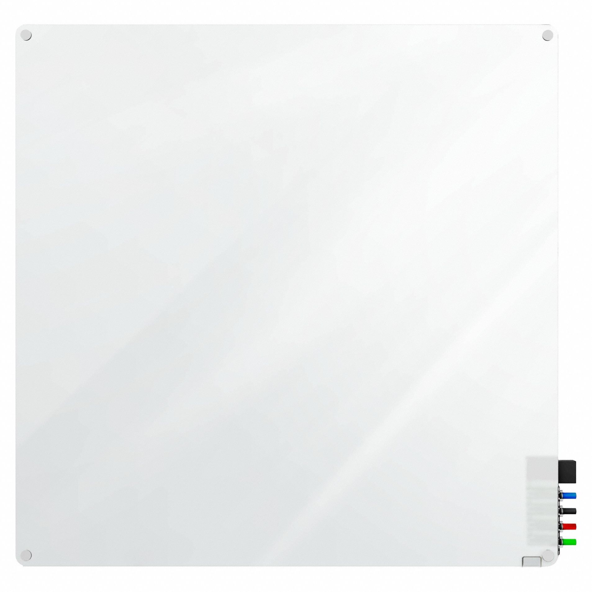 Dry Erase Board: Glass, Frameless Style, 48 in Overall Ht, 48 in Overall Wd, Frosted