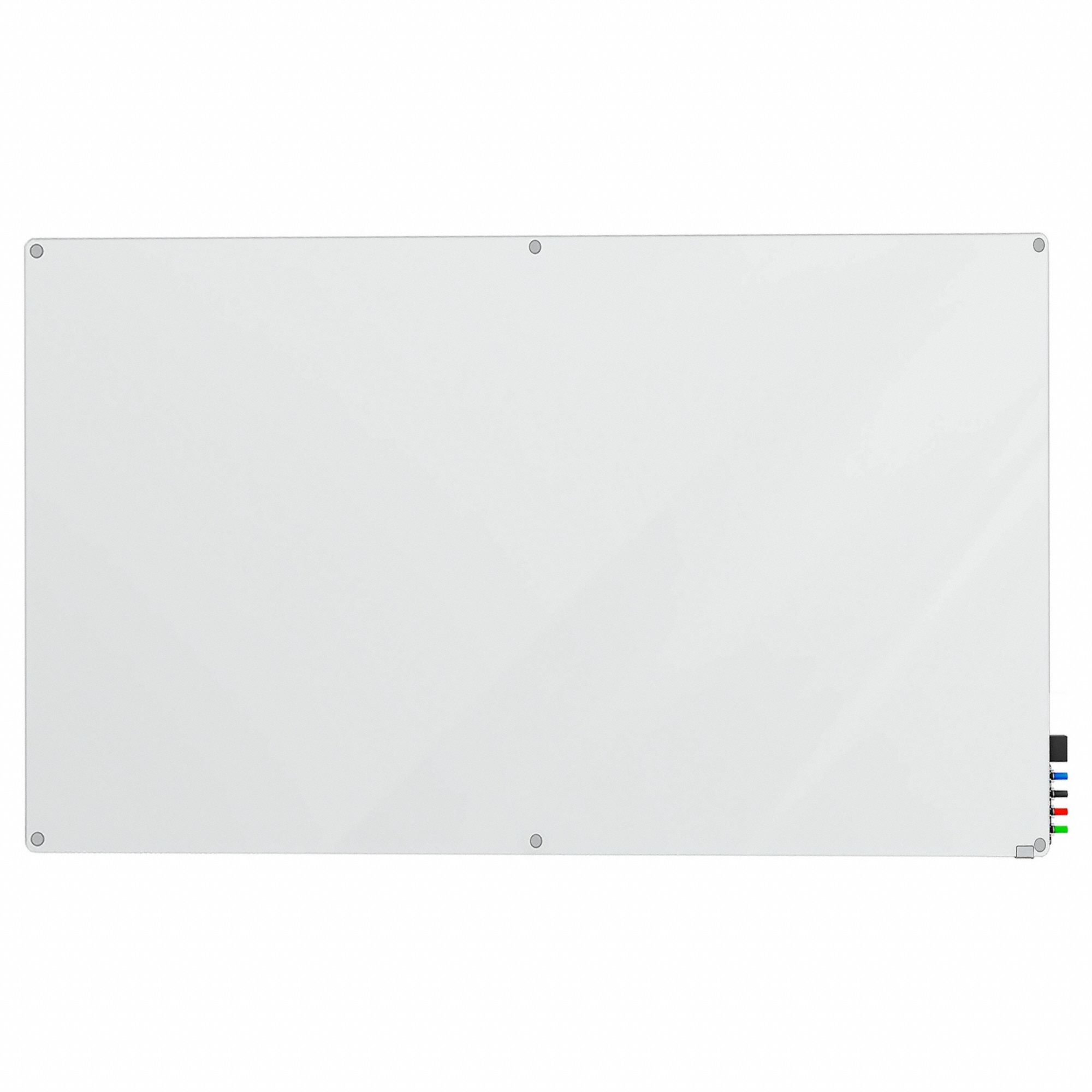 Dry Erase Board: Glass, Frameless Style, 48 in Overall Ht, 72 in Overall Wd, Frosted