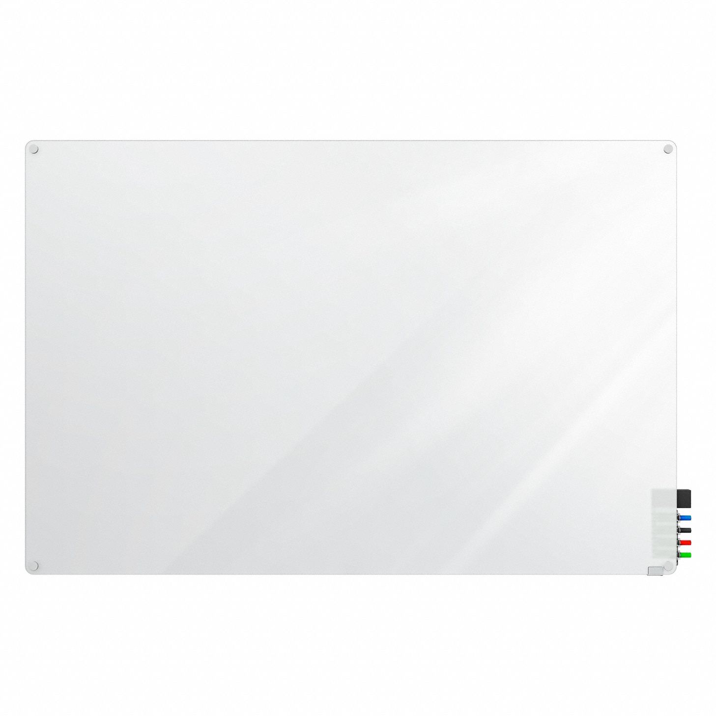 Dry Erase Board: Glass, Frameless Style, 24 in Overall Ht, 36 in Overall Wd, Frosted