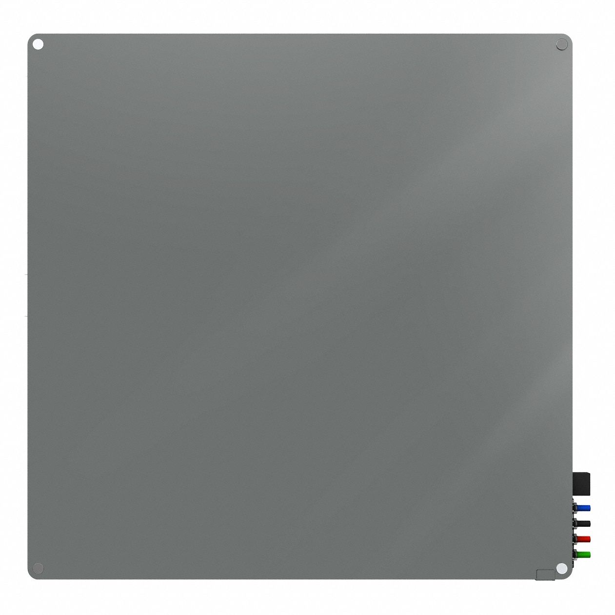 Dry Erase Board: Glass, Frameless Style, 48 in Overall Ht, 48 in Overall Wd, Gray