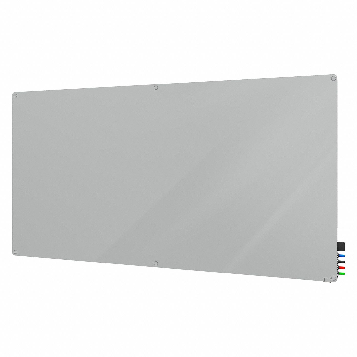 Dry Erase Board: Glass, Frameless Style, 48 in Overall Ht, 72 in Overall Wd, Gray