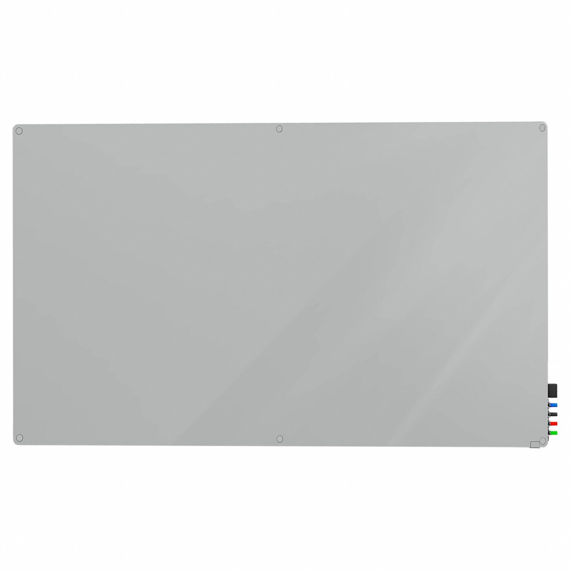 Dry Erase Board: Glass, Frameless Style, 48 in Overall Ht, 72 in Overall Wd, Gray
