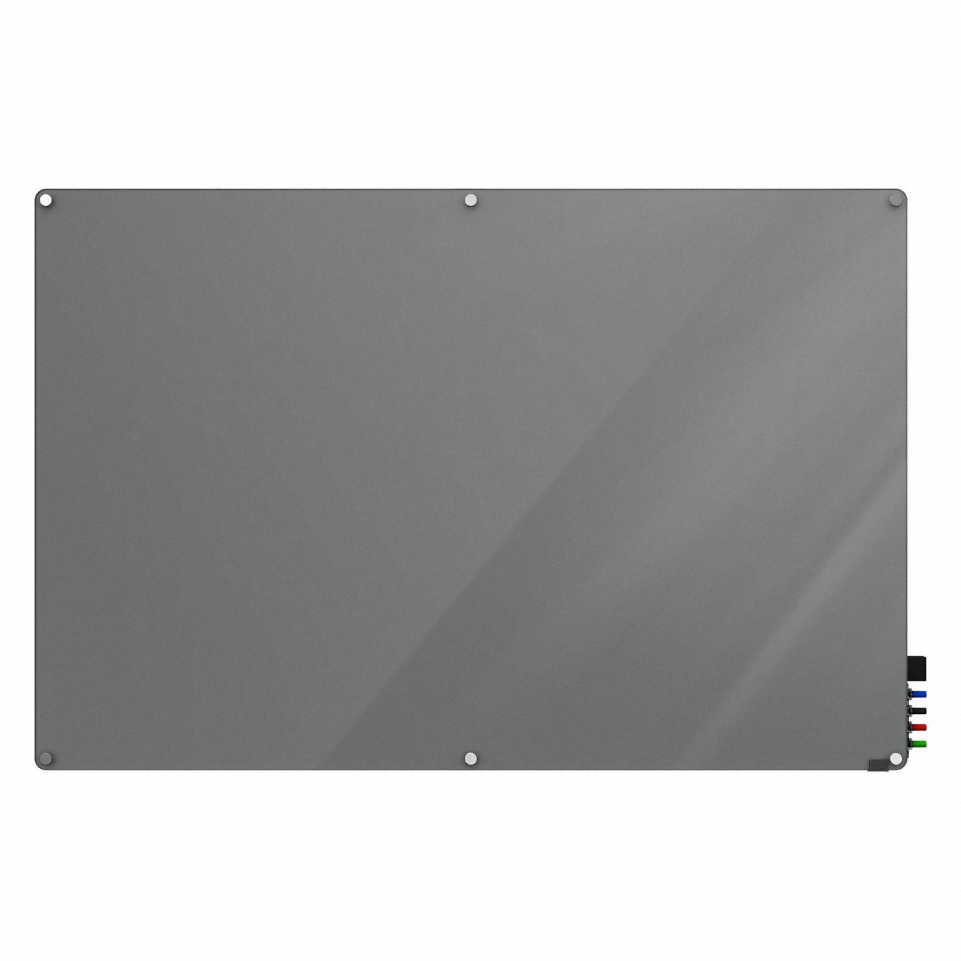 Dry Erase Board: Glass, Frameless Style, 24 in Overall Ht, 36 in Overall Wd, Gray