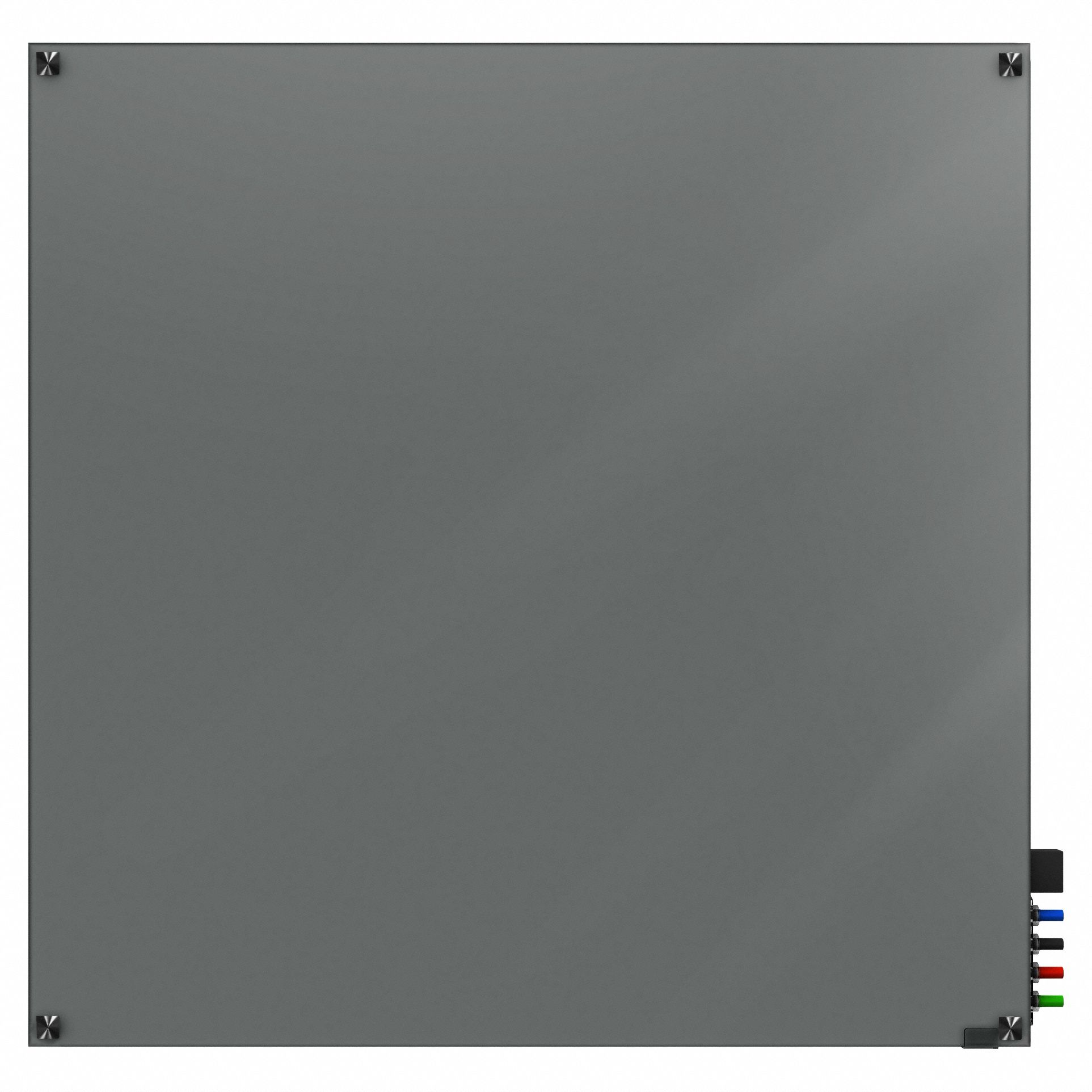Dry Erase Board: Glass, Frameless Style, 48 in Overall Ht, 48 in Overall Wd, Gray
