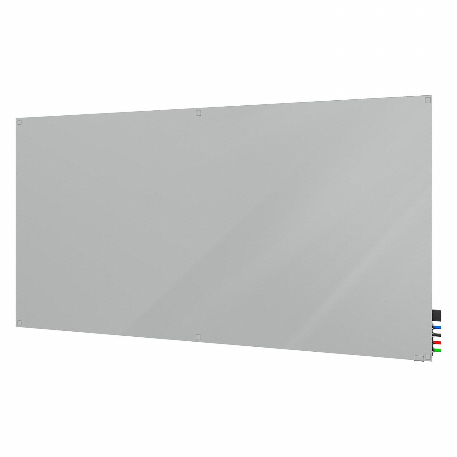 Dry Erase Board: Glass, Frameless Style, 48 in Overall Ht, 72 in Overall Wd, Gray