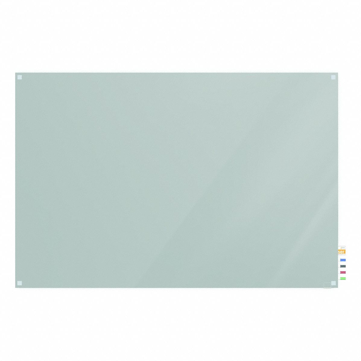 Dry Erase Board: Glass, Frameless Style, 24 in Overall Ht, 36 in Overall Wd, Gray