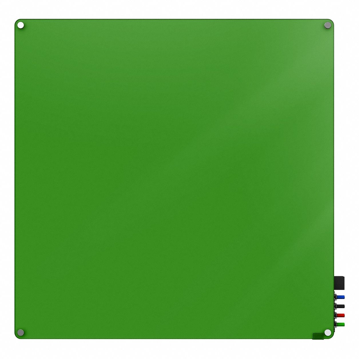 Dry Erase Board: Glass, Frameless Style, 48 in Overall Ht, 48 in Overall Wd, Green