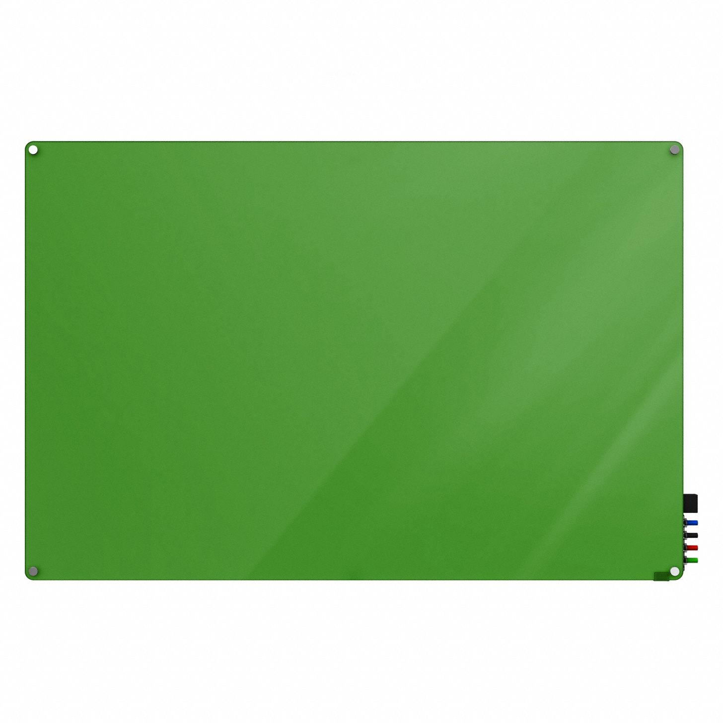 Dry Erase Board: Glass, Frameless Style, 24 in Overall Ht, 36 in Overall Wd, Green