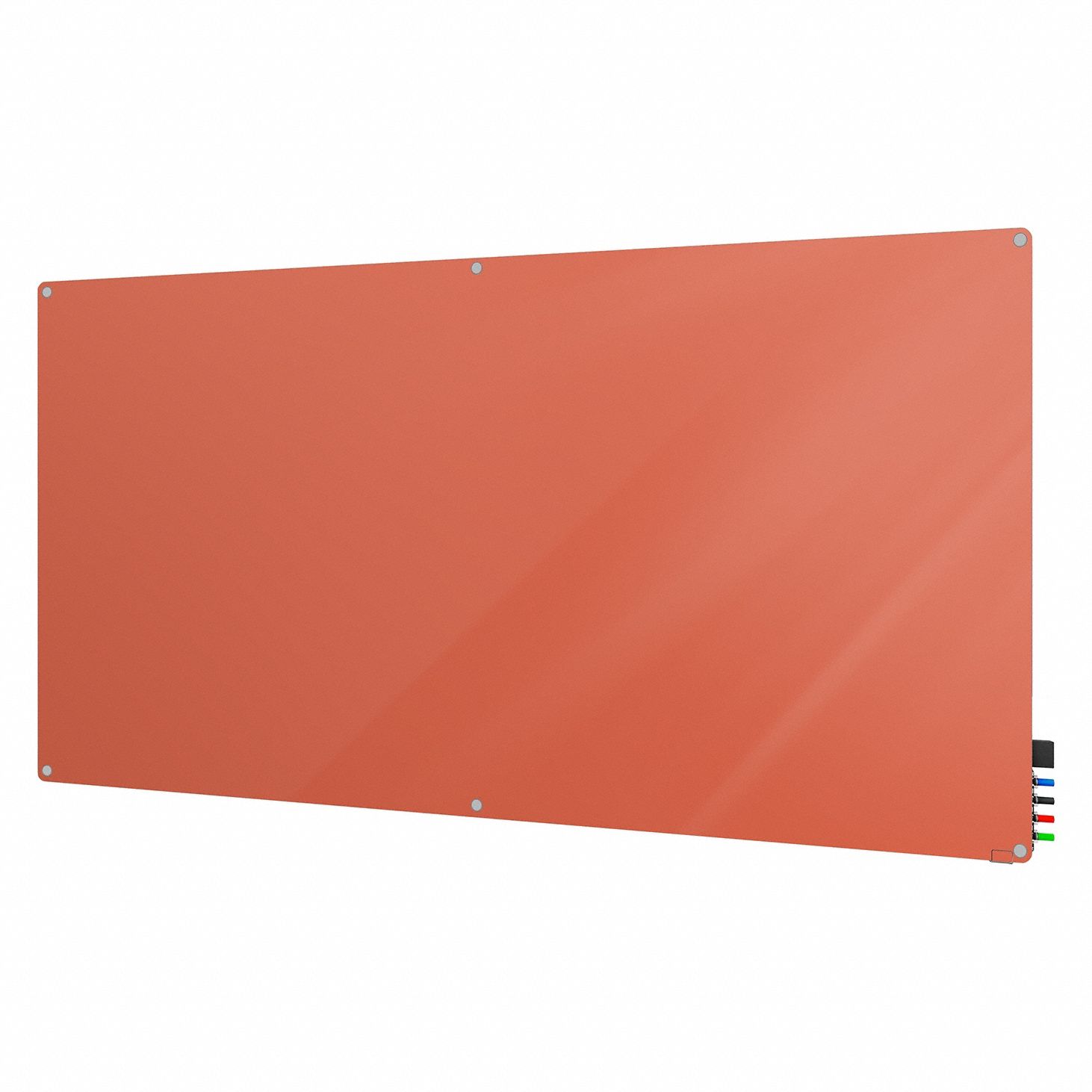 Dry Erase Board: Glass, Frameless Style, 48 in Overall Ht, 72 in Overall Wd, Peach
