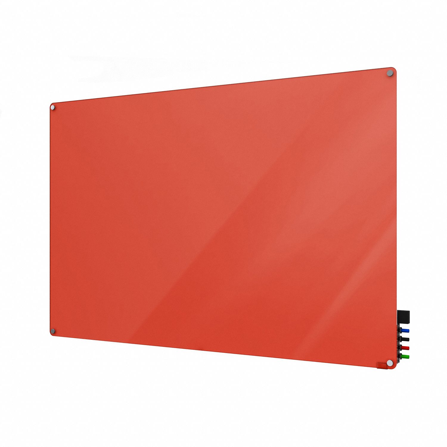 Dry Erase Board: Glass, Frameless Style, 36 in Overall Ht, 48 in Overall Wd, Peach