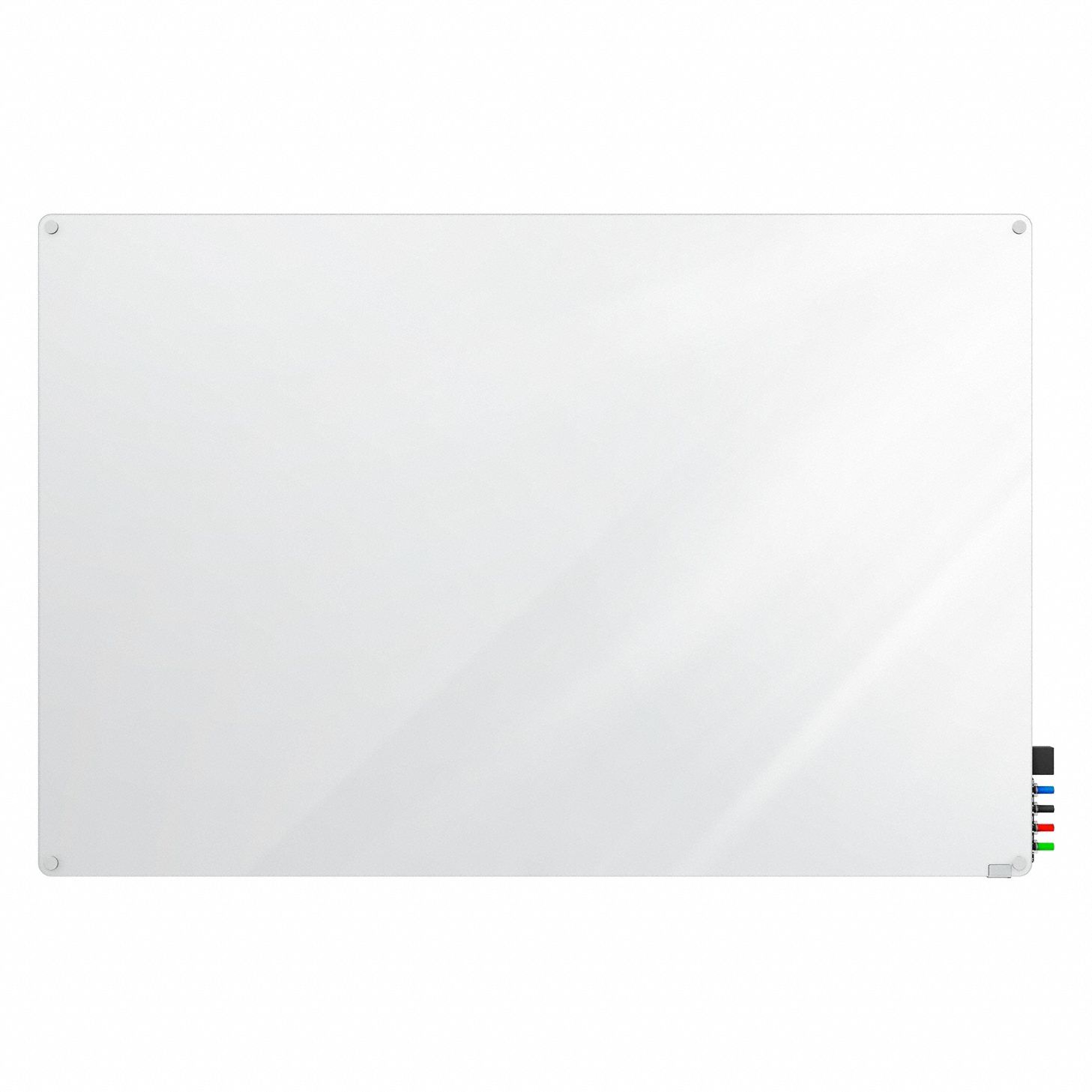 Dry Erase Board: Glass, Frameless Style, 24 in Overall Ht, 36 in Overall Wd, White