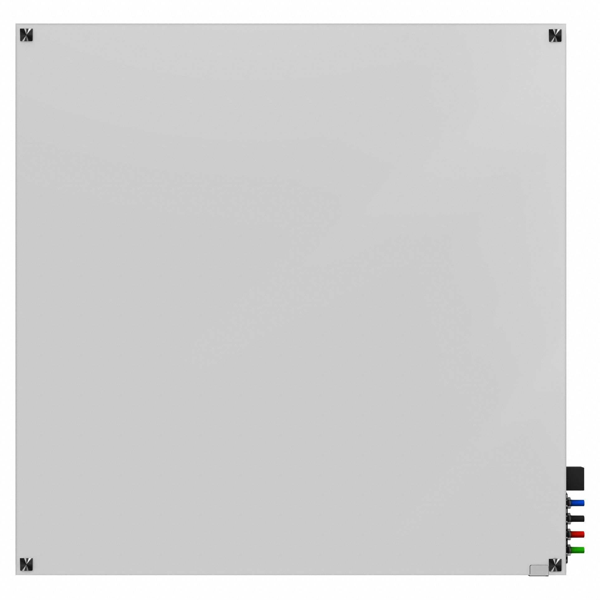 Dry Erase Board: Glass, Frameless Style, 48 in Overall Ht, 48 in Overall Wd, White