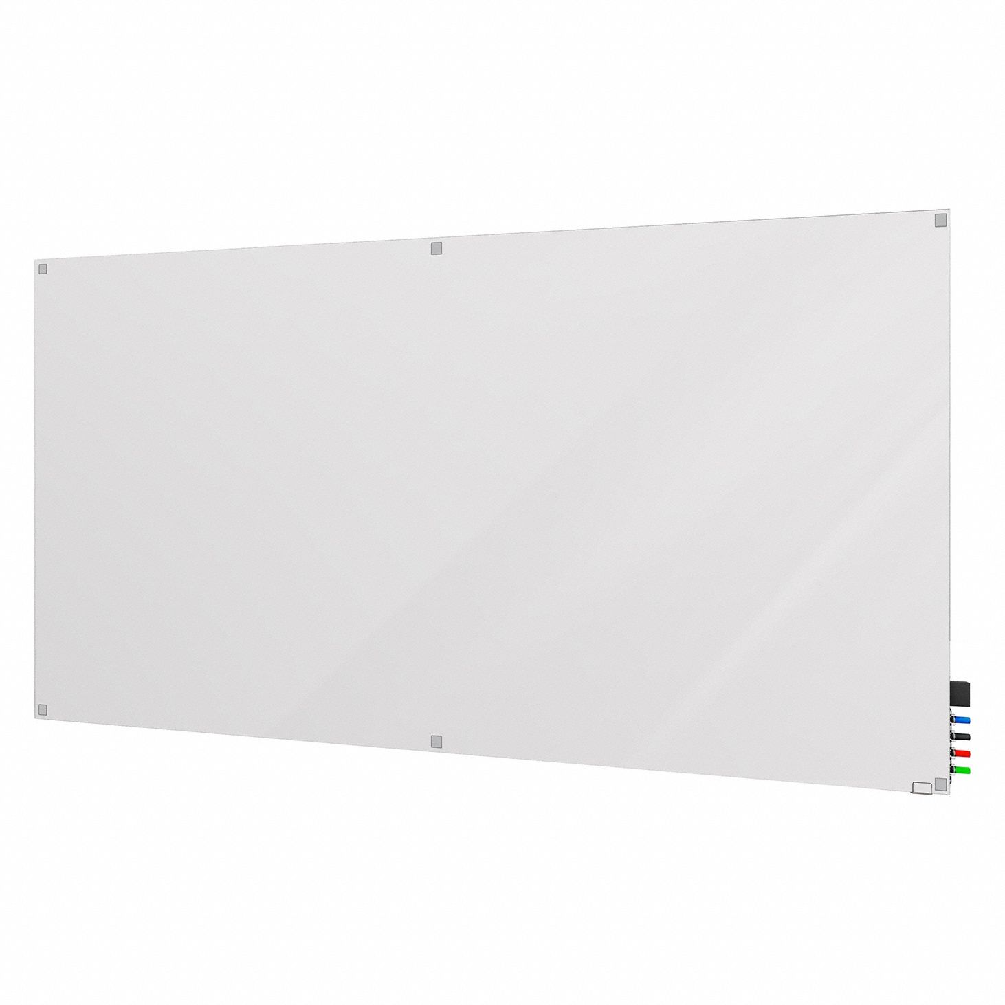 Dry Erase Board: Glass, Frameless Style, 48 in Overall Ht, 72 in Overall Wd, White