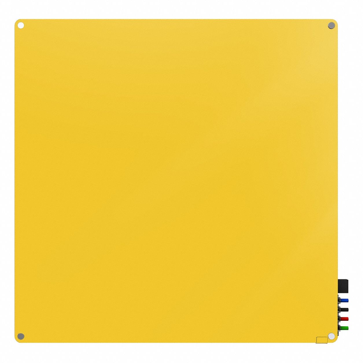Dry Erase Board: Glass, Frameless Style, 48 in Overall Ht, 48 in Overall Wd, Yellow