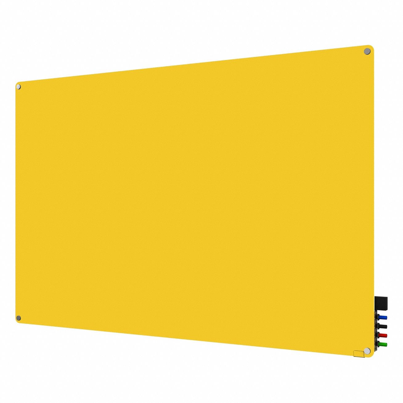 Dry Erase Board: Glass, Frameless Style, 36 in Overall Ht, 48 in Overall Wd, Yellow