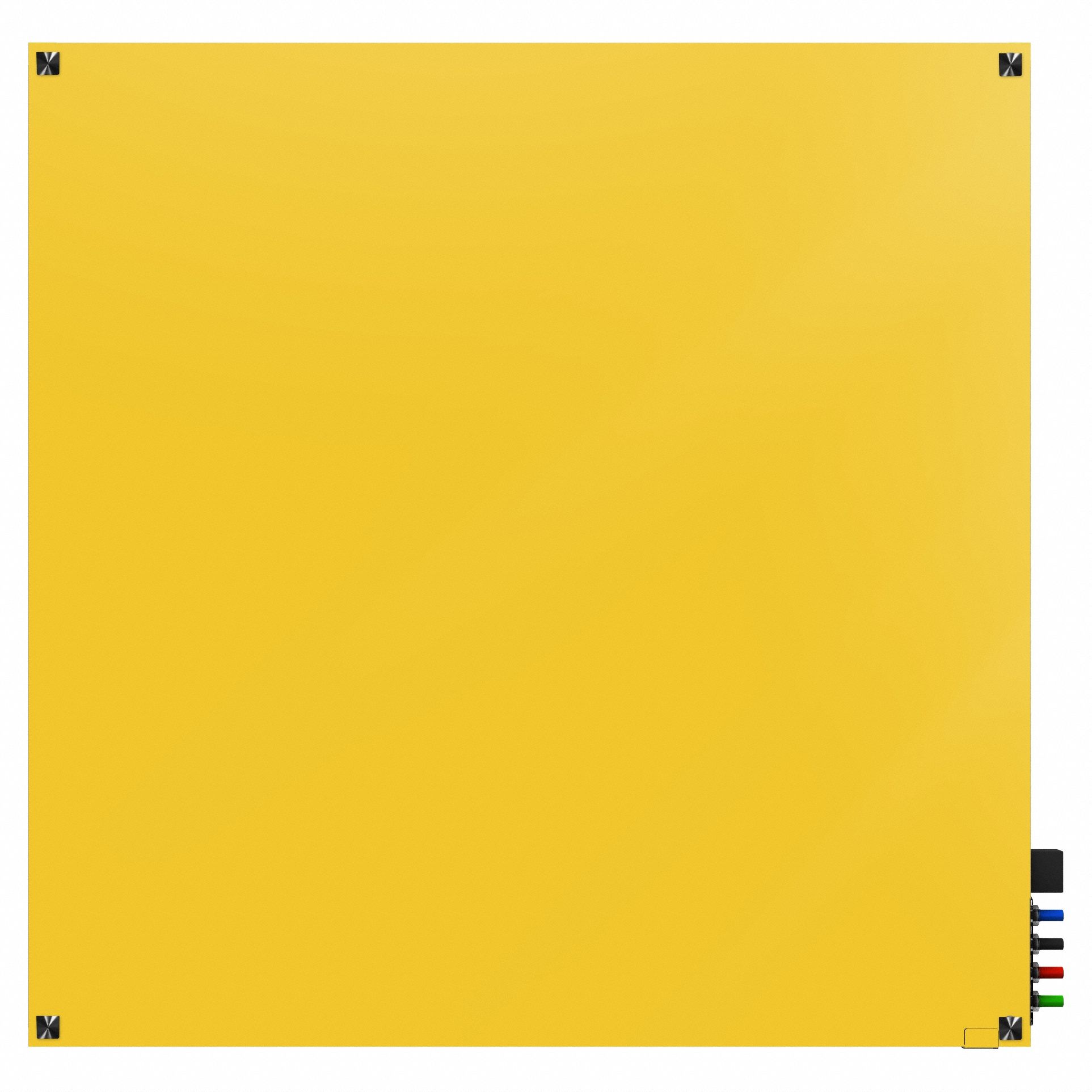 Dry Erase Board: Glass, Frameless Style, 48 in Overall Ht, 48 in Overall Wd, Yellow