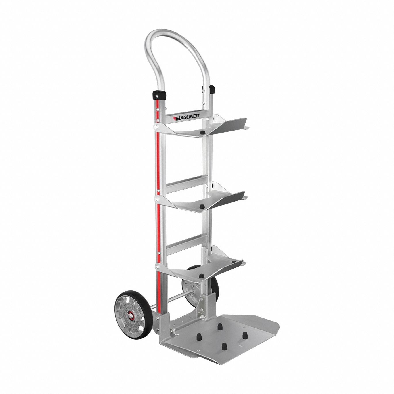 Beverage Delivery Hand Truck: 500 lb, For 5 Bottles, Flow-Back Handle, Aluminum