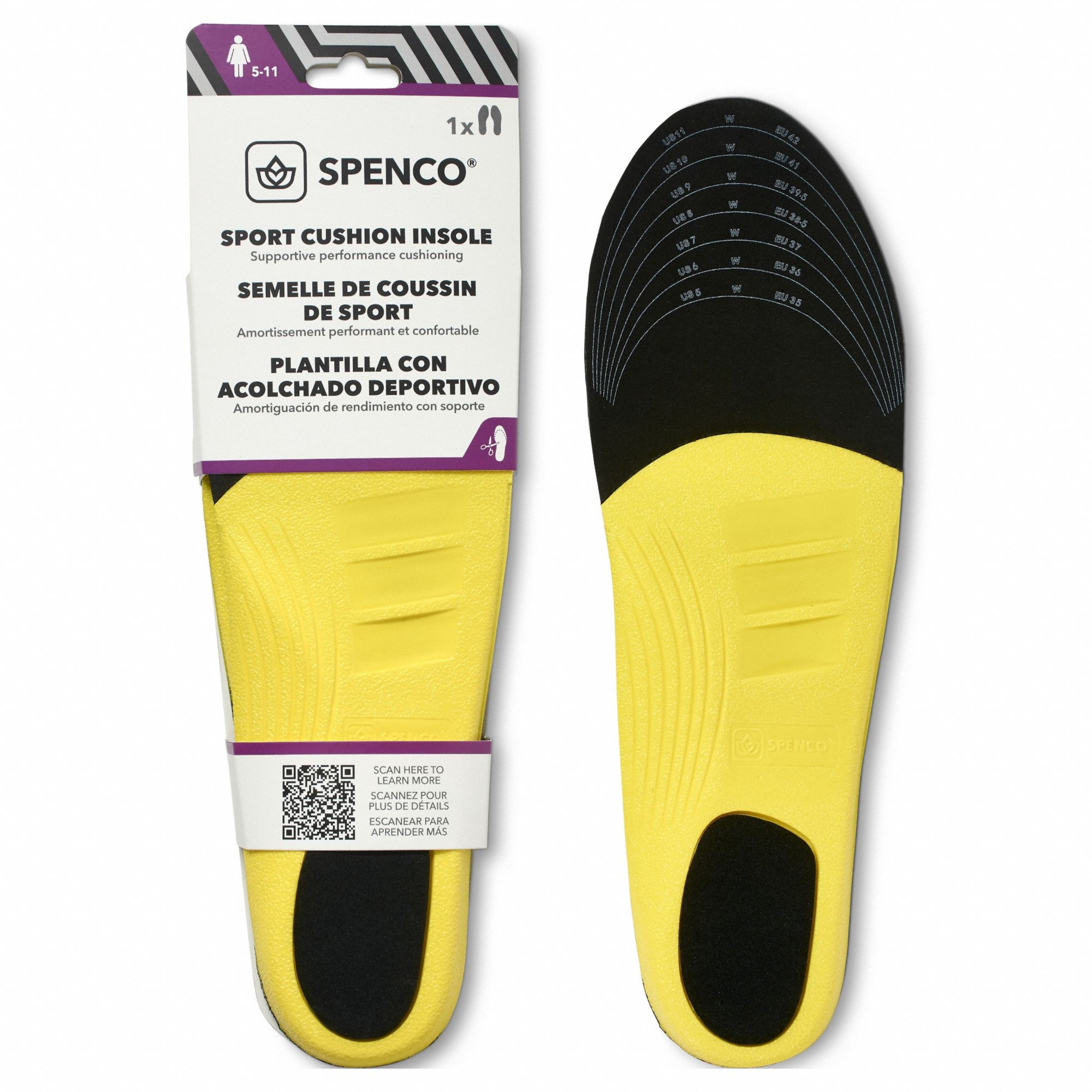 Insole: Fatigue, Black/Green/Yellow, Everyday Women's Trim To Fit, Women's, Round, 1 PR
