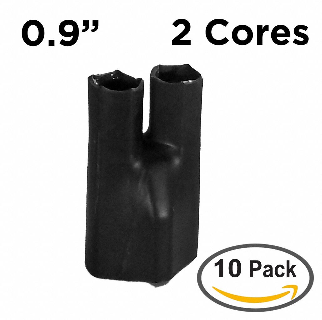 Heat Shrink Breakout Boots: 10 Pk, 0.86 in I.D. Before Shrinking, 2.4 in Lg, Black