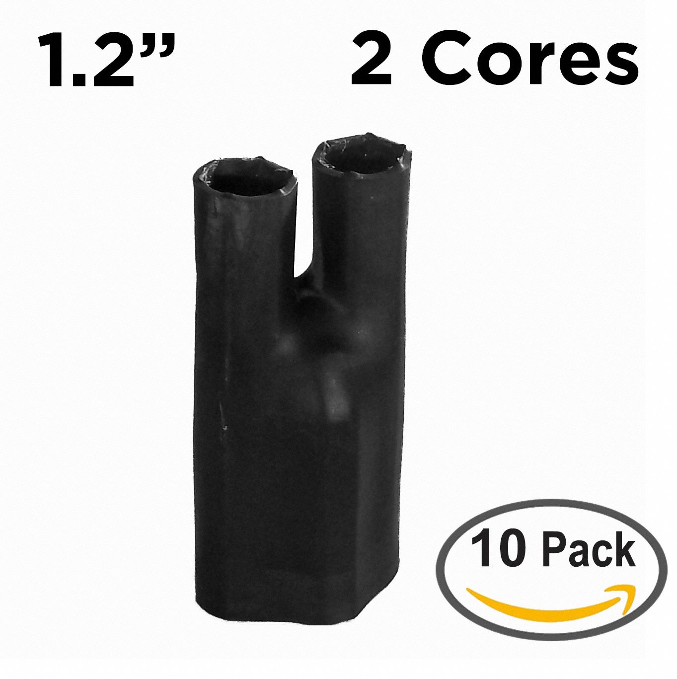 Heat Shrink Breakout Boots: 10 Pk, 1.18 in I.D. Before Shrinking, 3.3 in Lg, Black