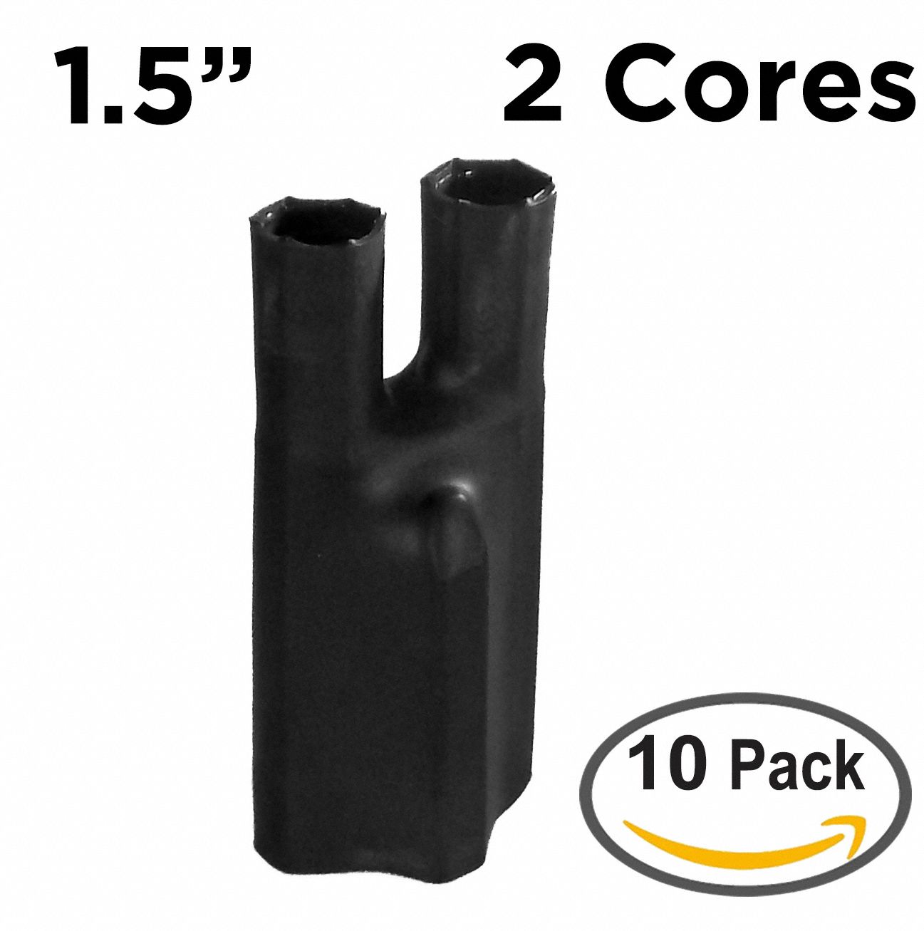 Heat Shrink Breakout Boots: 10 Pk, 1.57 in I.D. Before Shrinking, 4.3 in Lg, Black