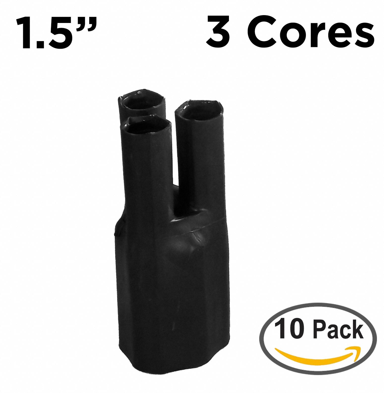 Heat Shrink Breakout Boots: 10 Pk, 1.49 in I.D. Before Shrinking, 4.3 in Lg, Black