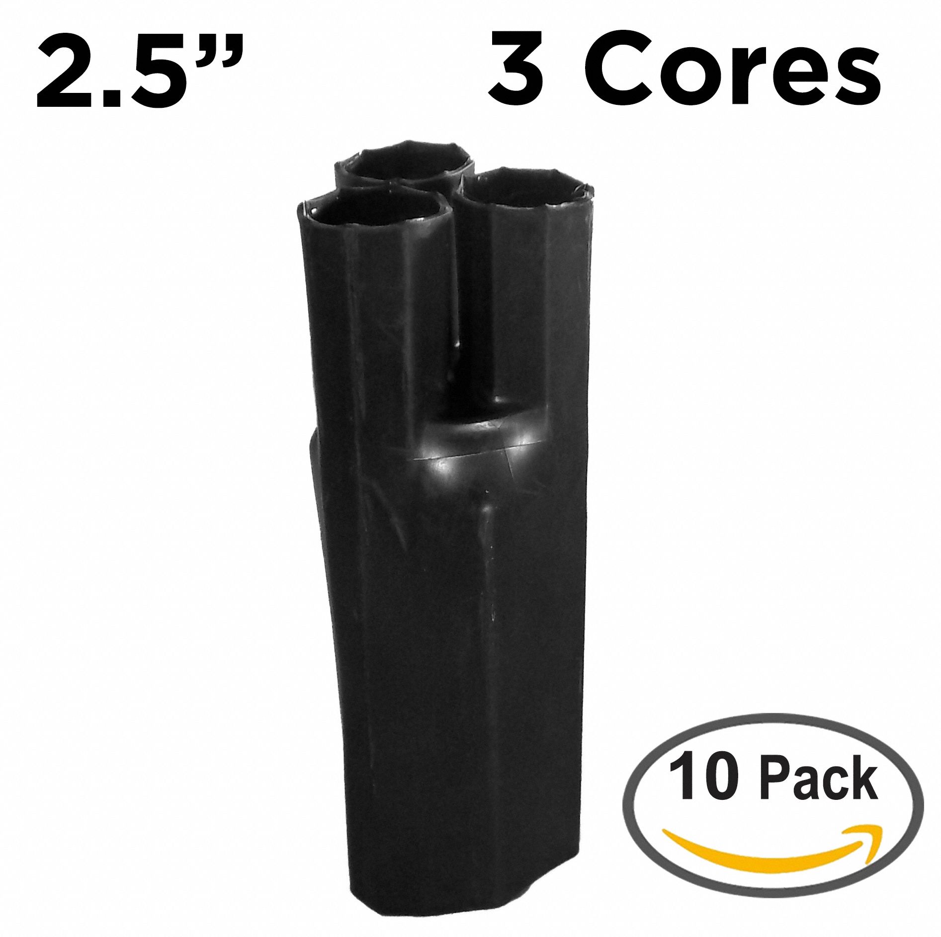 Heat Shrink Breakout Boots: 10 Pk, 2.36 in I.D. Before Shrinking, 6.9 in Lg, Black