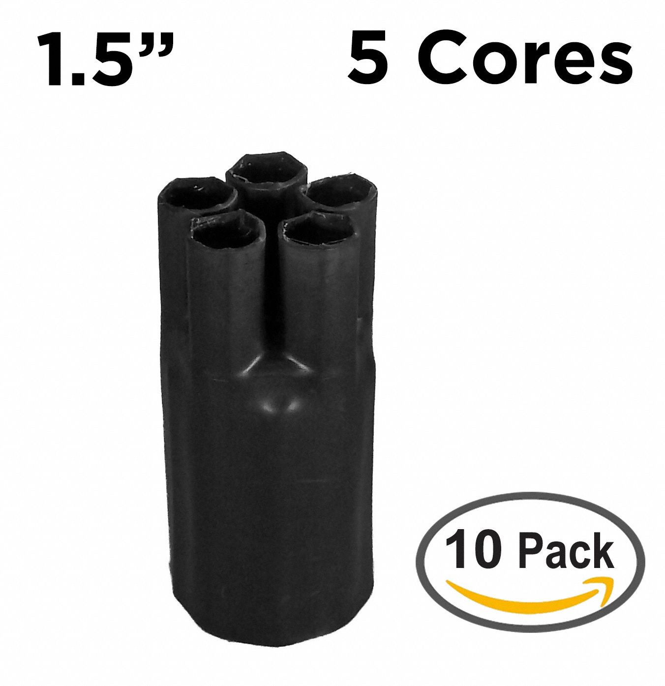 Heat Shrink Breakout Boots: 10 Pk, 1.57 in I.D. Before Shrinking, 3.3 in Lg, Black