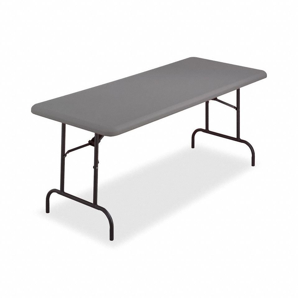 Folding Table: Rectangle Table Shape, Charcoal Tabletop, 30 in Dp, 60 in Wd, 29 in, Fixed Ht