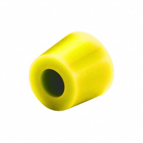Tapered Plugs: Silicone, For 1.75 in to 2.08 in Hole, Yellow, 2.08 in Plug Dia at Top, Hollow, 10 PK