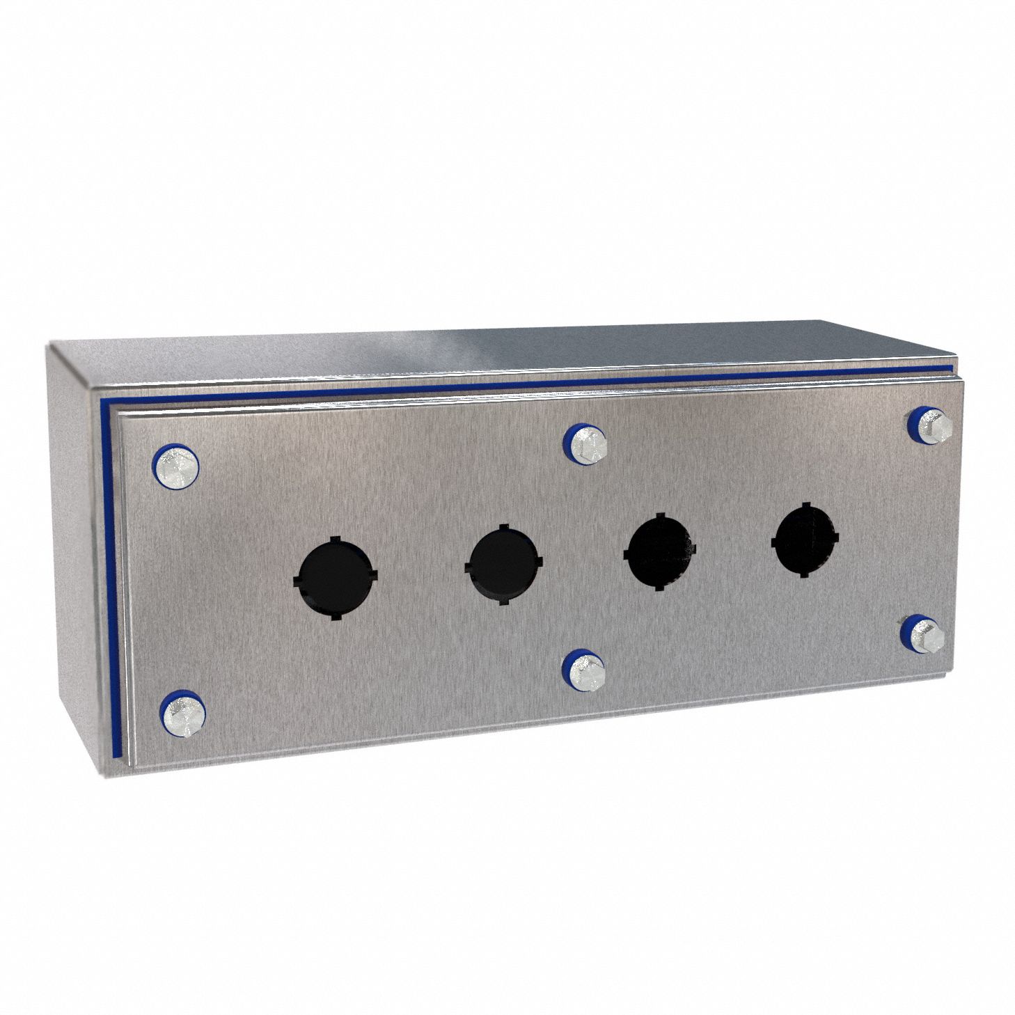 Push Button Enclosure: 22mm, 4 Holes, 304 Stainless Steel, NEMA 12/3R/4/4X