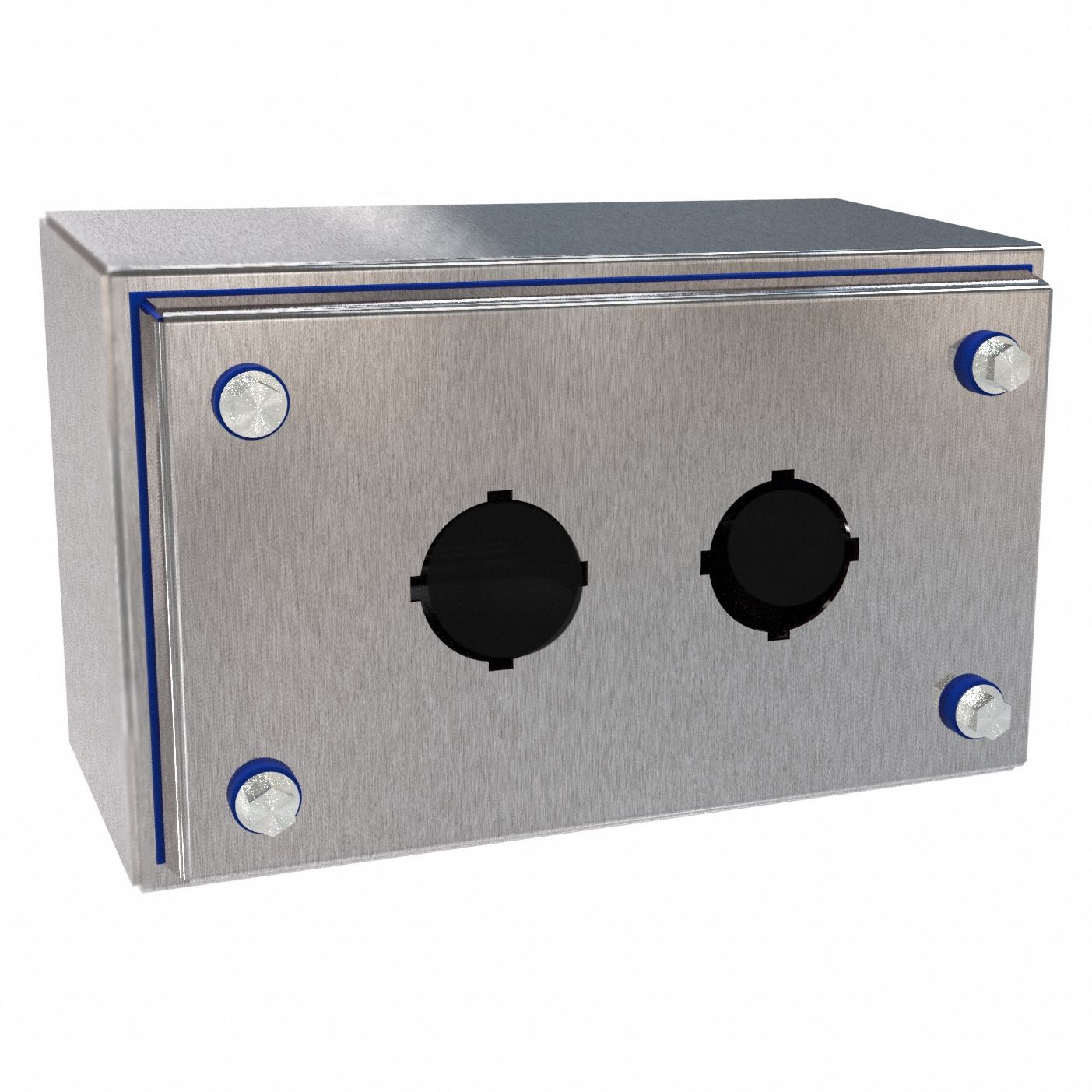 Push Button Enclosure: 30mm, 2 Holes, 304 Stainless Steel, NEMA 12/3R/4/4X