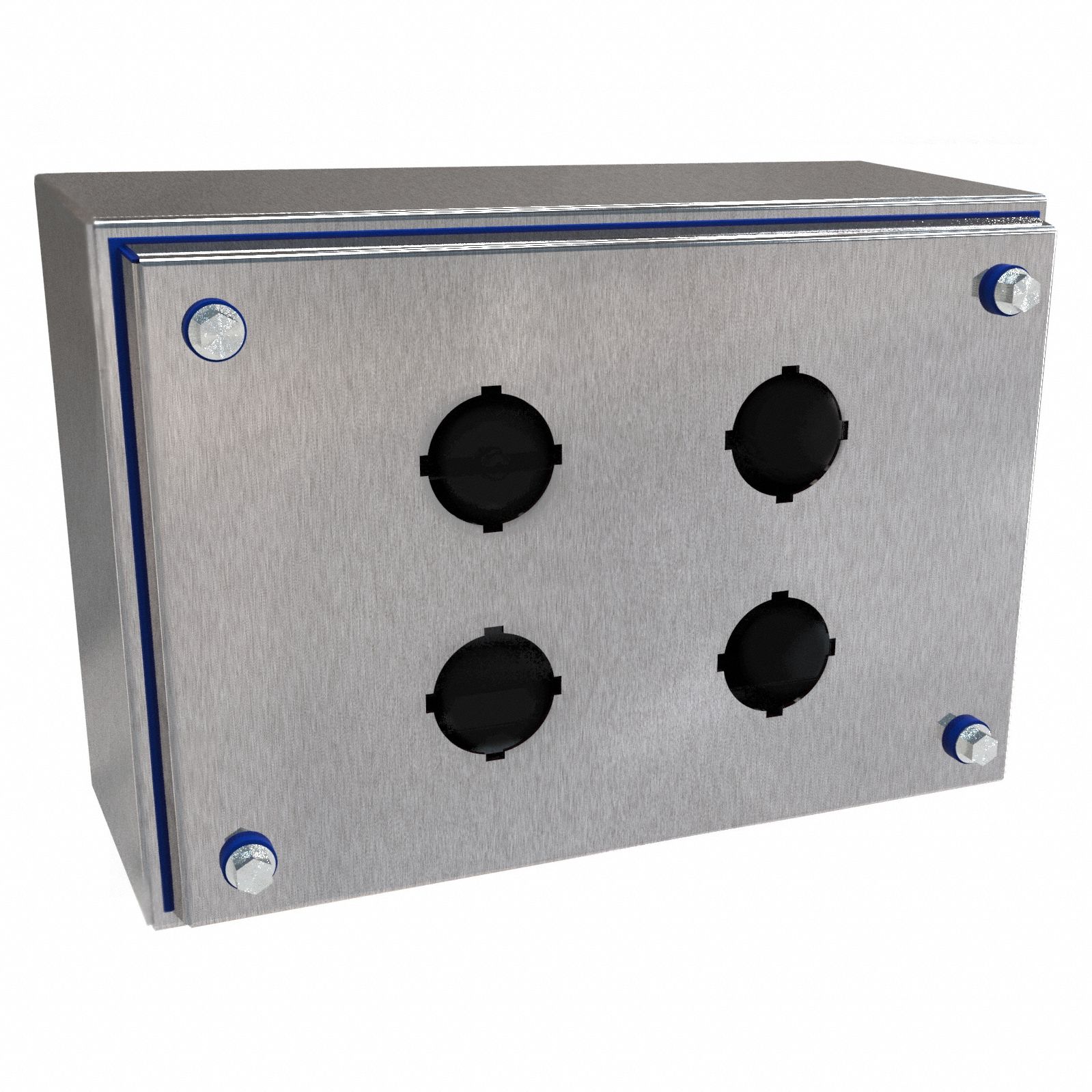 Push Button Enclosure: 30mm, 4 Holes, 304 Stainless Steel, NEMA 12/3R/4/4X