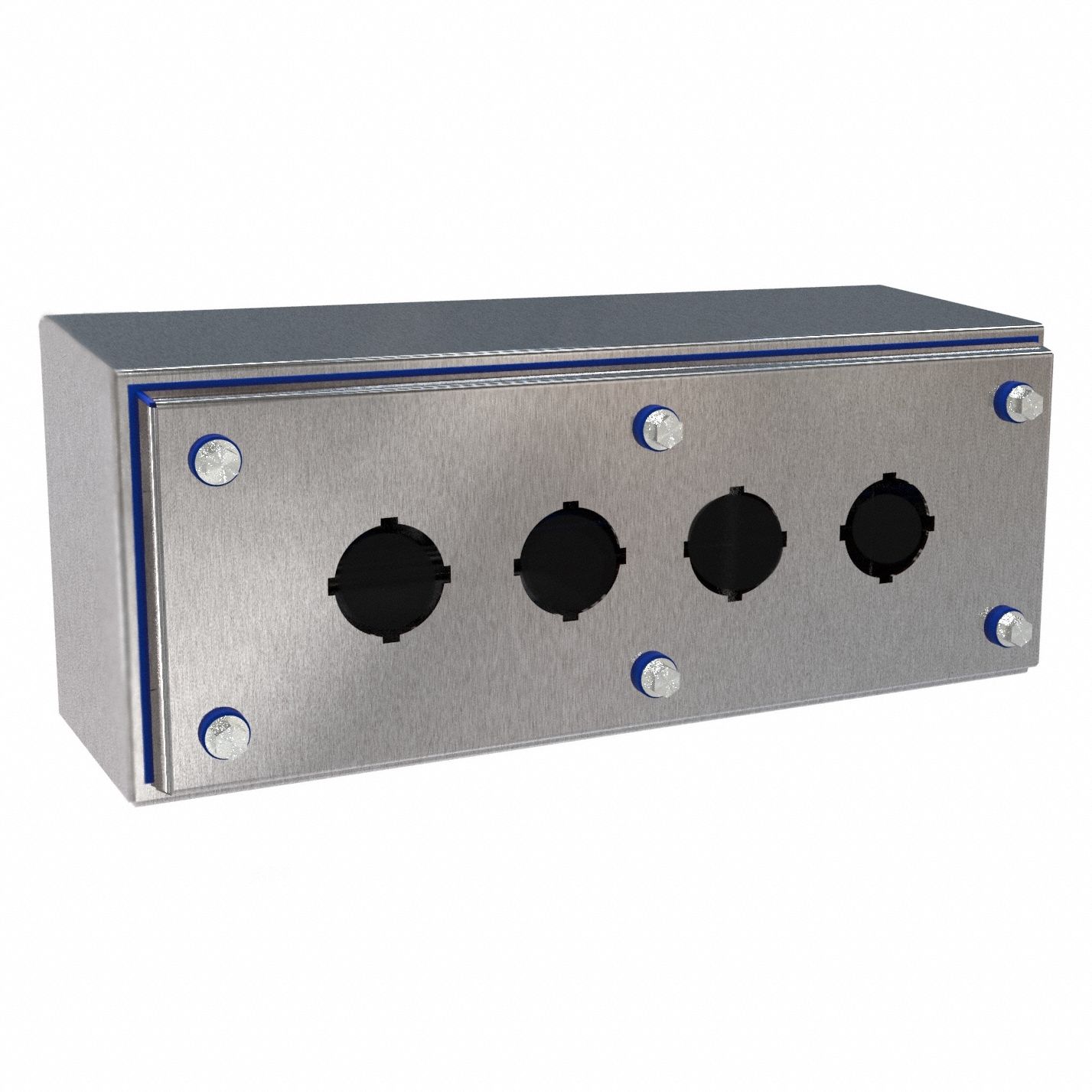 Push Button Enclosure: 30mm, 4 Holes, 304 Stainless Steel, NEMA 12/3R/4/4X