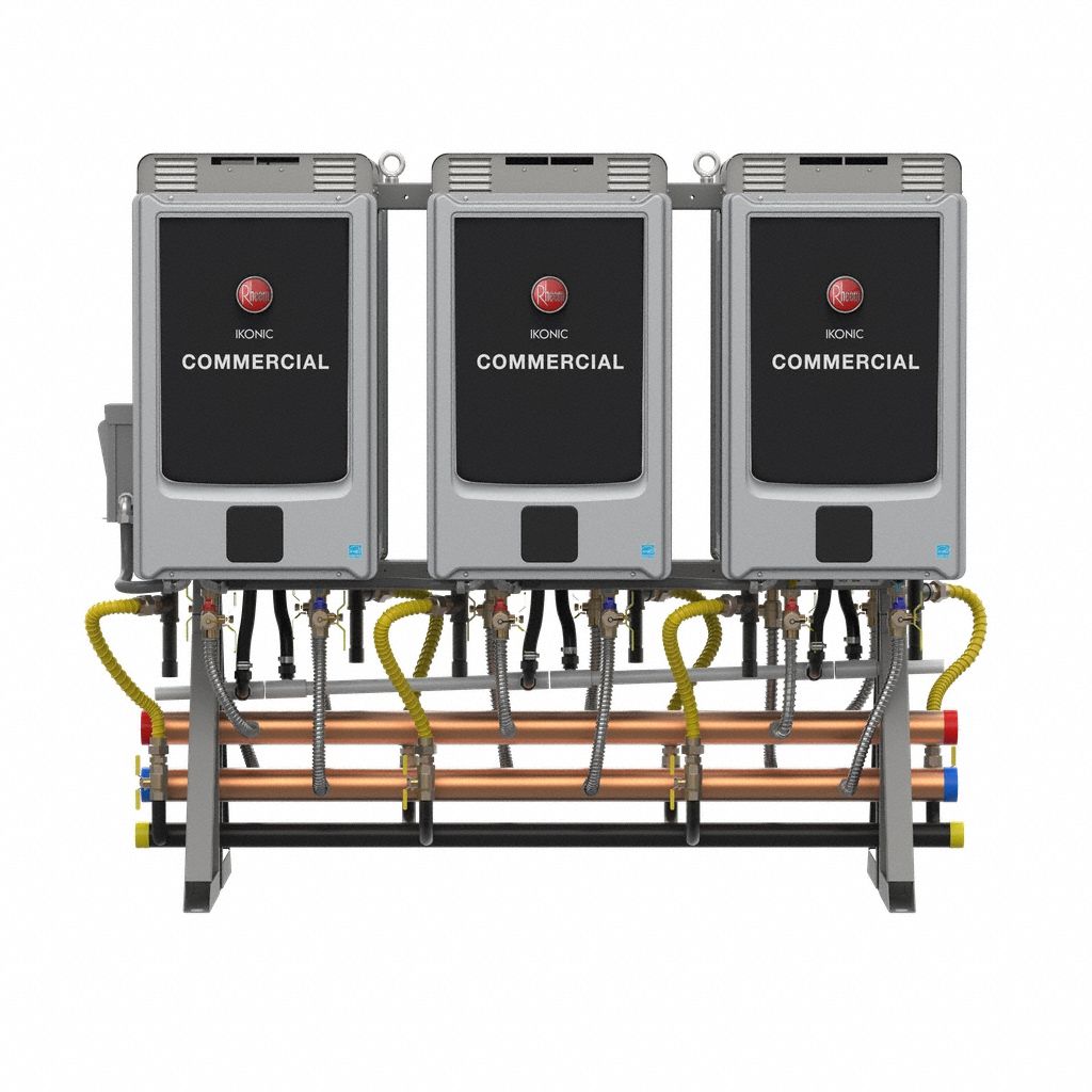 Gas Tankless Water Heater: Outdoor, 3 Units, Freestanding, LP, 1, 199, 400 BtuH, 16.6 gpm