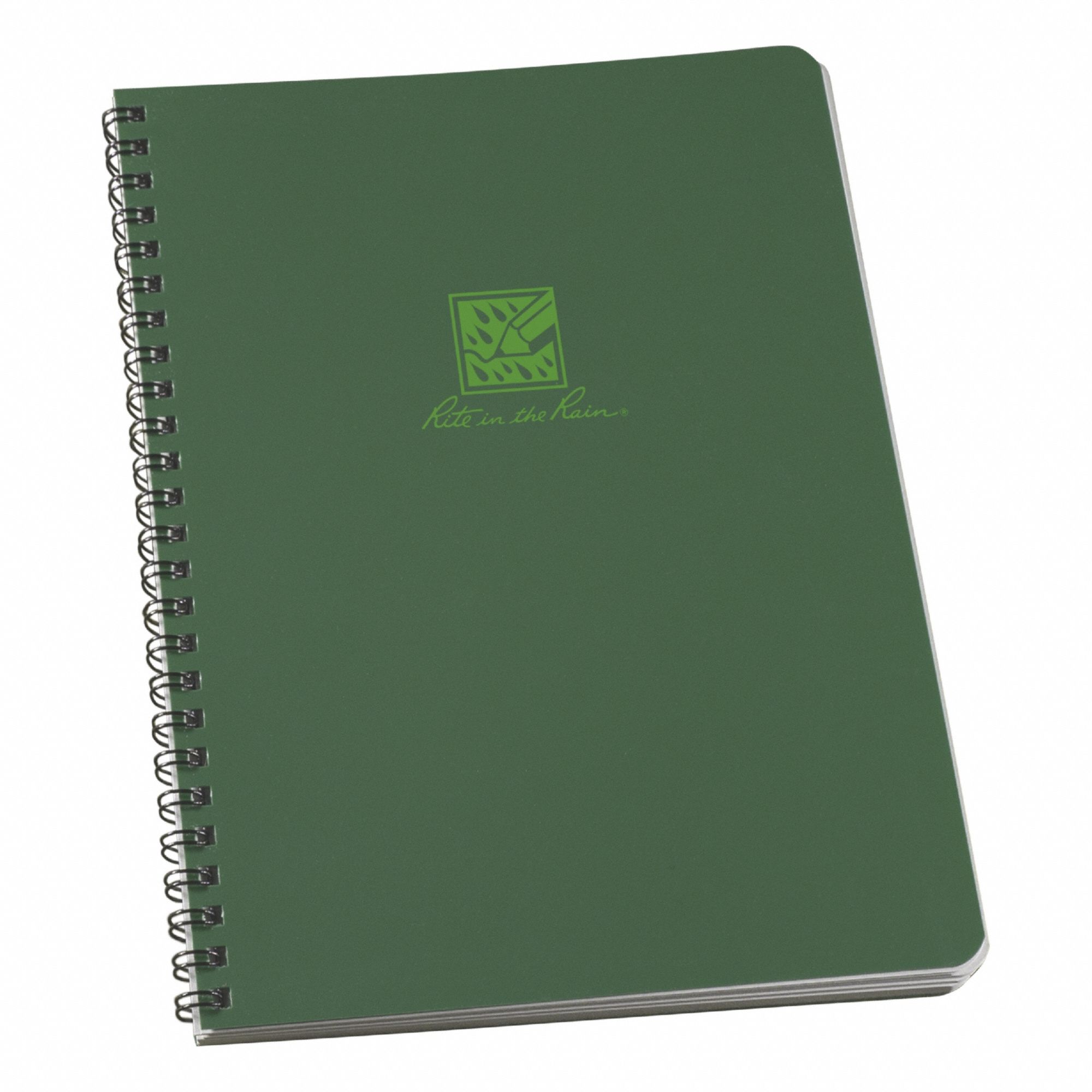 Notebook: 6 5/8 x 8 1/2 in Sheet Size, Green, Polydura, Gray, Side-Spiral Wire O