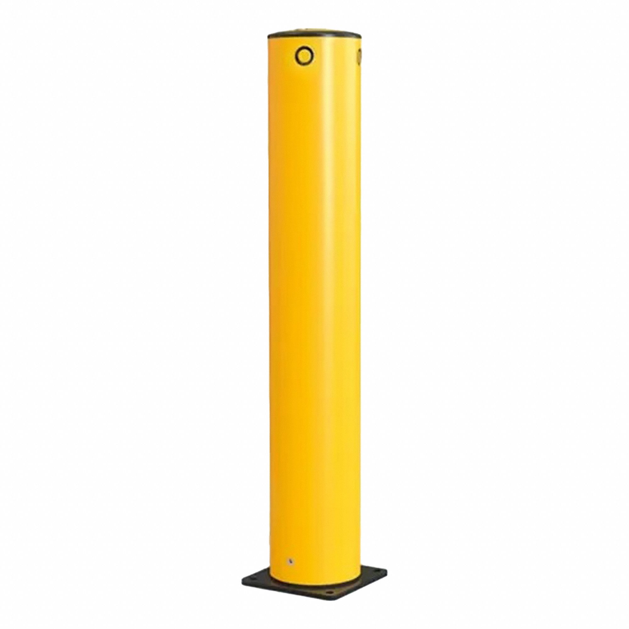 Bollard: Bolt-On, 47 1/4 in Install Ht, Round, Polymer, Yellow, Removable Cap, 43.89 lb Wt