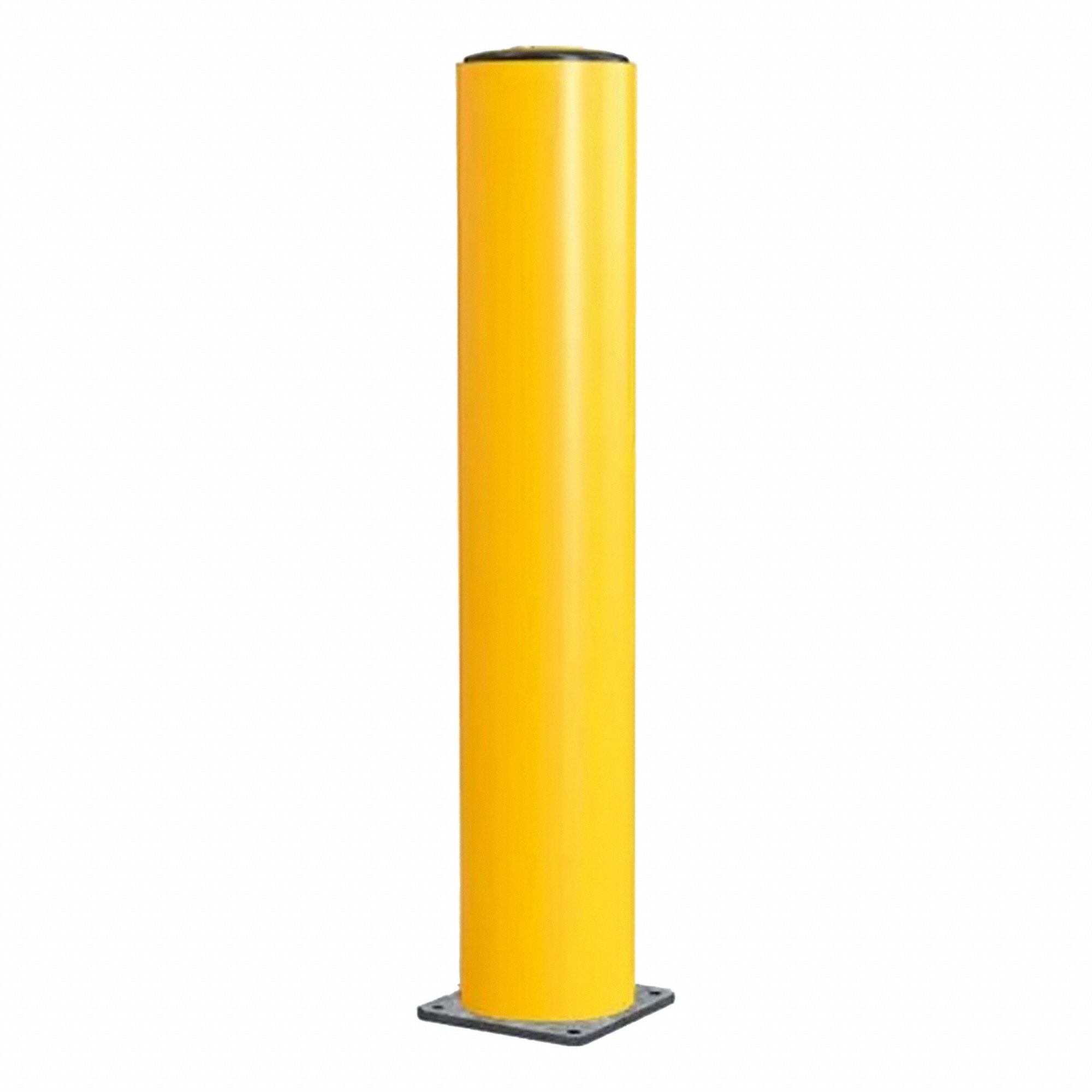 Bollard: Bolt-On, 47 1/4 in Install Ht, Round, Polymer, Yellow, 8 1/4 in Dia, Removable Cap