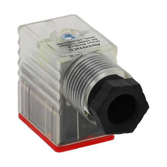 Solenoid Coil Connector: DIN 43650 Form B, 24V AC/DC, 2 Pin, Indicator Light Included